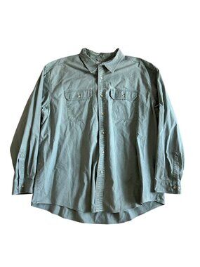 L.L.Bean Mens XXL Traditional Fit Green Button-Up Shirt Long Sleeve Shirt